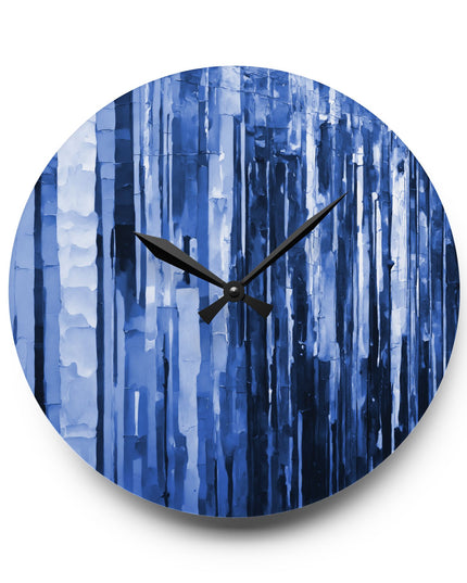 Striped Deep Blue Acrylic Wall Clock, Round or Square, 10.75" x 10.75"