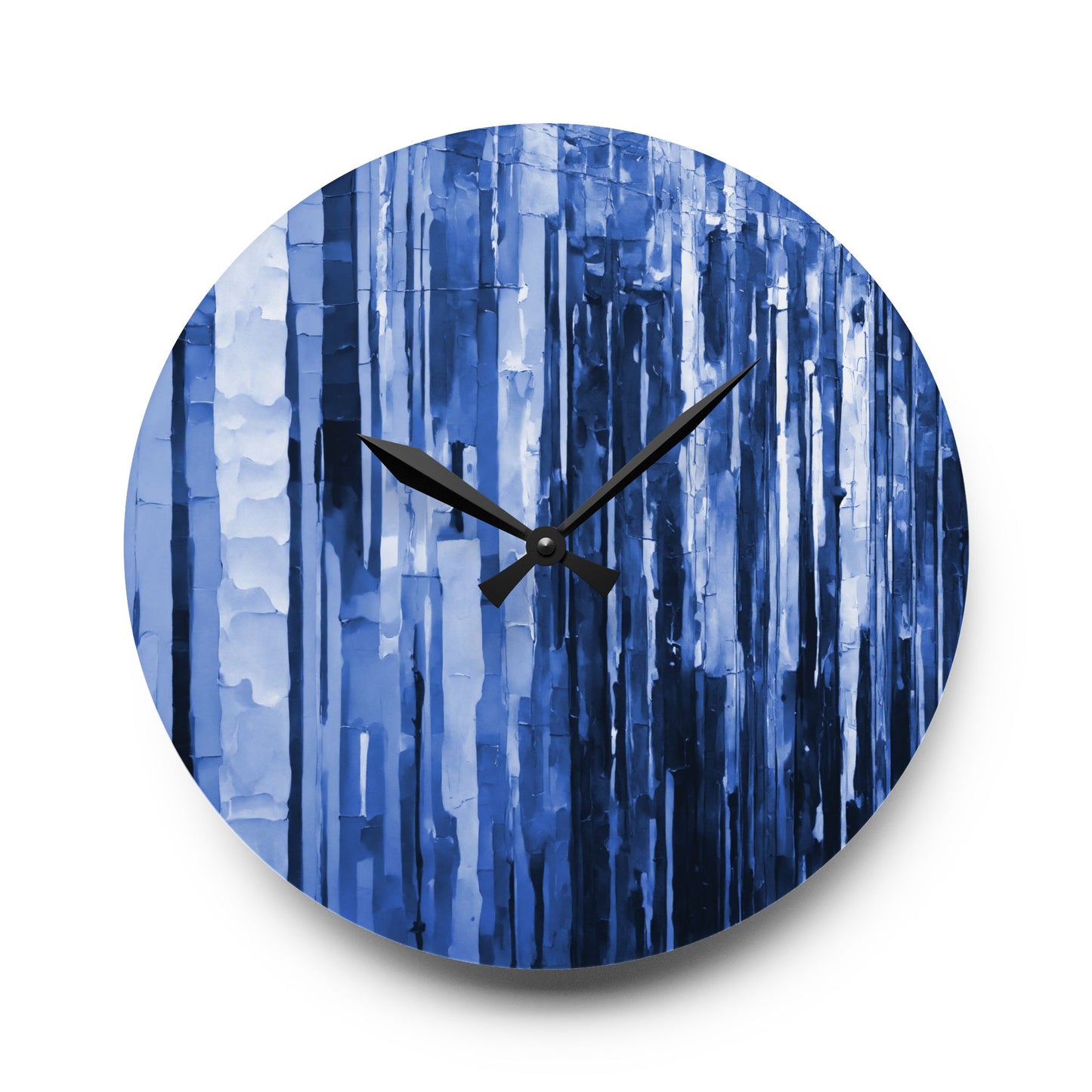 Striped Deep Blue Acrylic Wall Clock, Round or Square, 10.75" x 10.75"