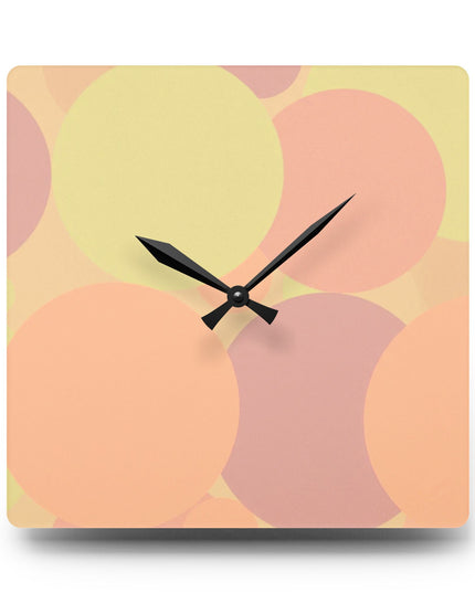 Pastel Hot Peach Patches Acrylic Wall Clock, Round or Square, 10.75" x 10.75"