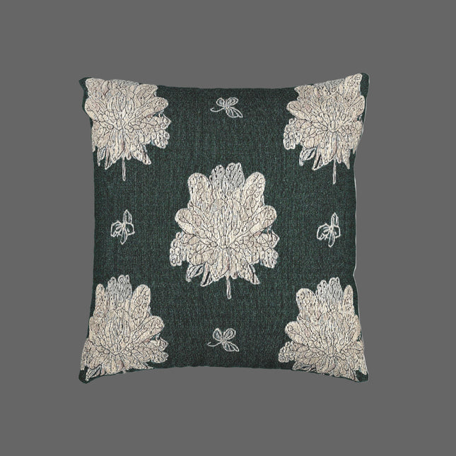 Soft White Floral Butterflies Woven Pillow, 17" x 18"