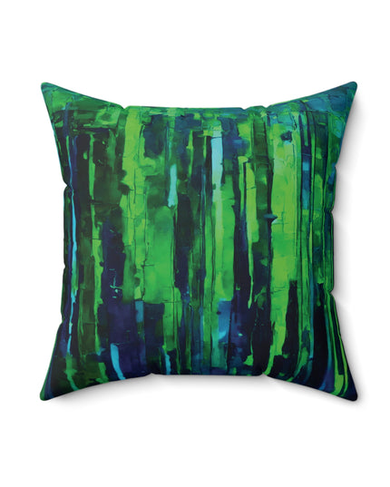 Striped Blue Green 18" x 18" Faux Suede Square Pillow