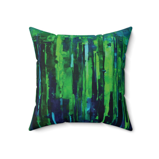Striped Blue Green 18" x 18" Faux Suede Square Pillow