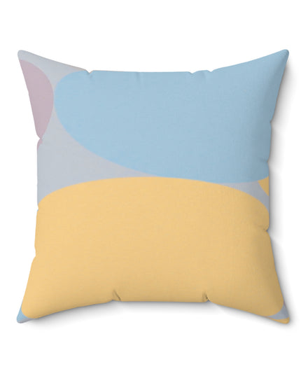 Pastel Baby Blue and Peach Patches 20" x 20" Faux Suede Square Pillow