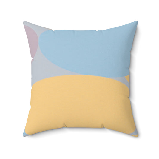 Pastel Baby Blue and Peach Patches 20" x 20" Faux Suede Square Pillow