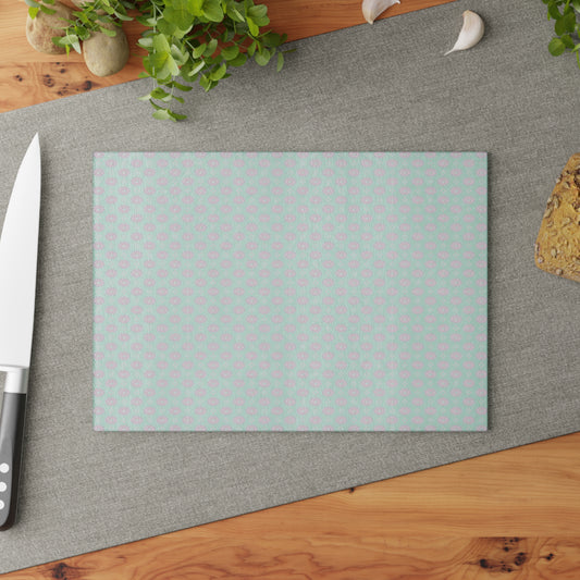 Pink Mornings Star-crossed Bodies Glass Cutting Board,  8" x 11"