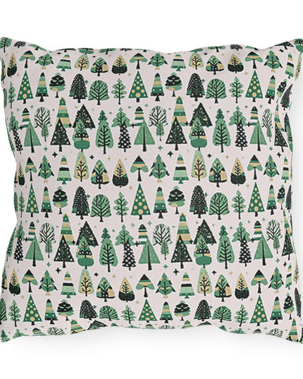 Mini Vintage Green Trees 16" x 16" Outdoor Pillow