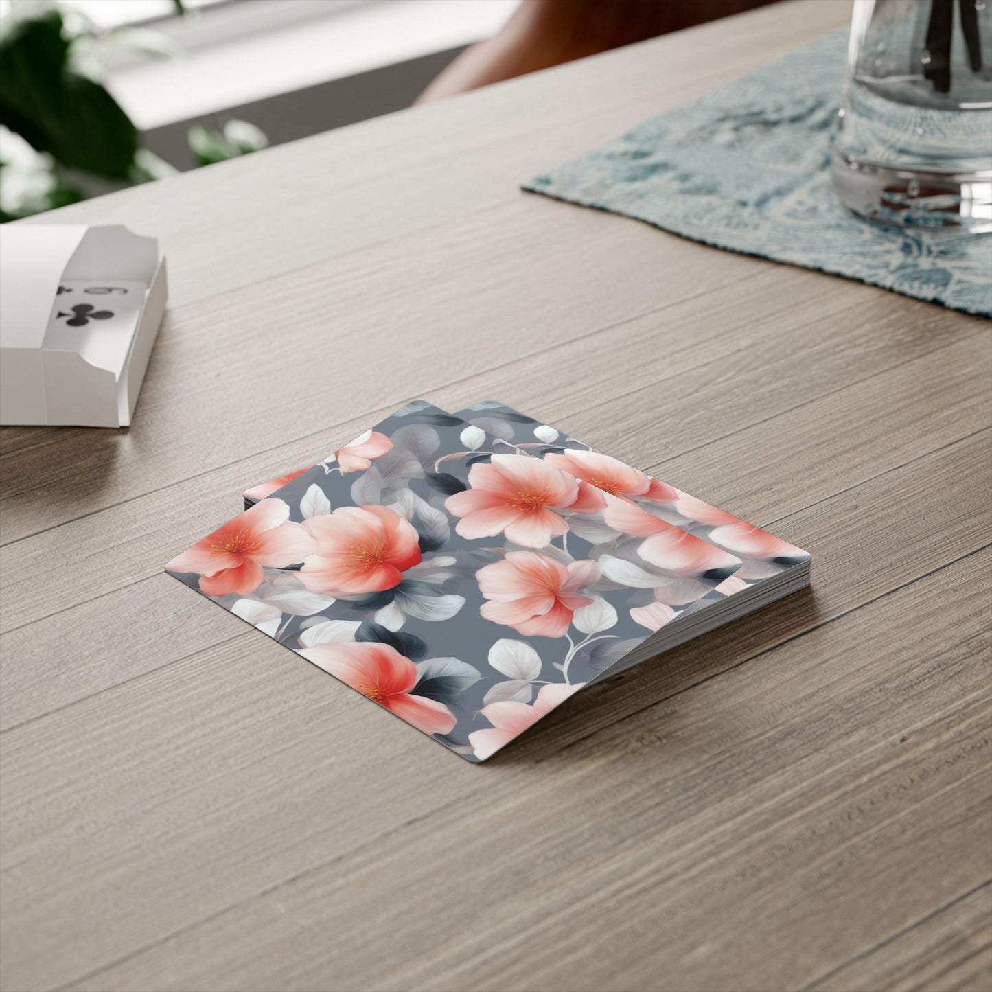 Red Blossom Floral Bunch Poker Cards