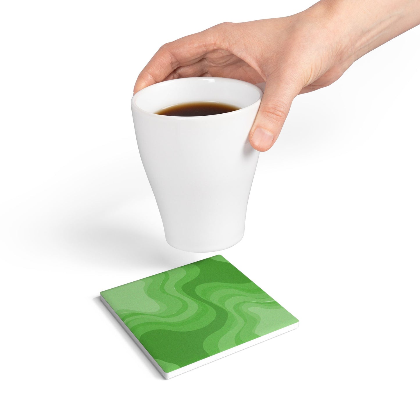Greenie Meanie Wavey 4" x 4" Square Ceramic Coaster