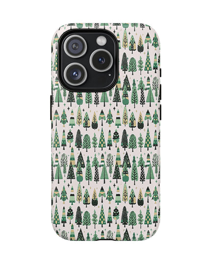 Mini Vintage Green Trees Iphone 15 Pro Tough Magnetic Cases