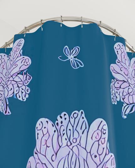 Lavender Floral Butterflies Shower Curtain, 71" x 74"
