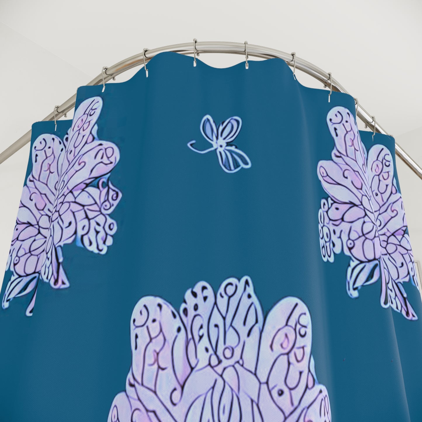 Lavender Floral Butterflies Shower Curtain, 71" x 74"