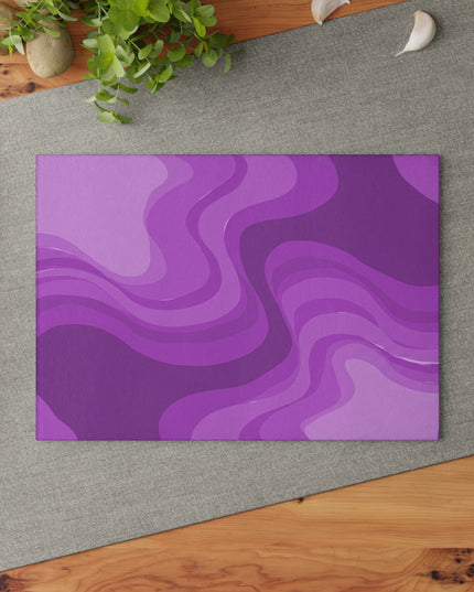 Wavey Purple Wavey 8" x 11" Glass Cutting Board