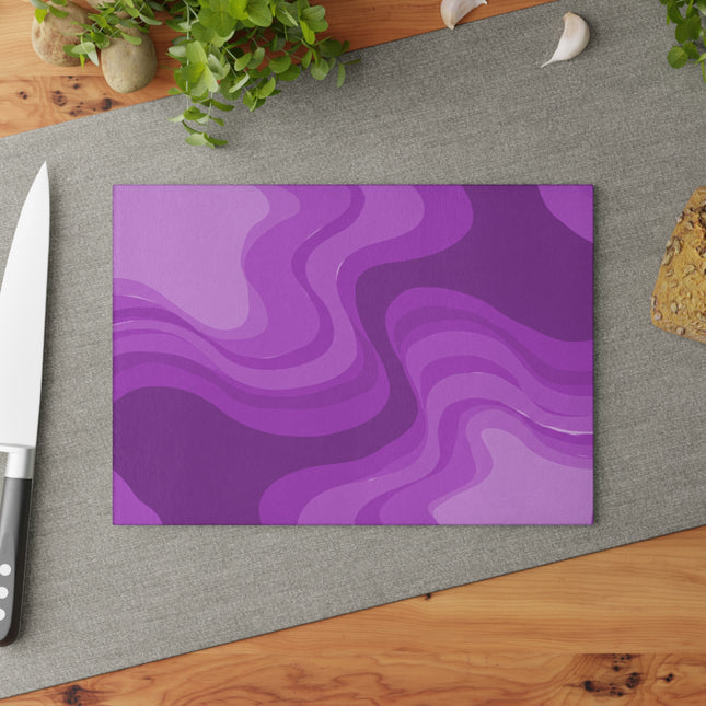 Wavey Purple Wavey 8" x 11" Glass Cutting Board