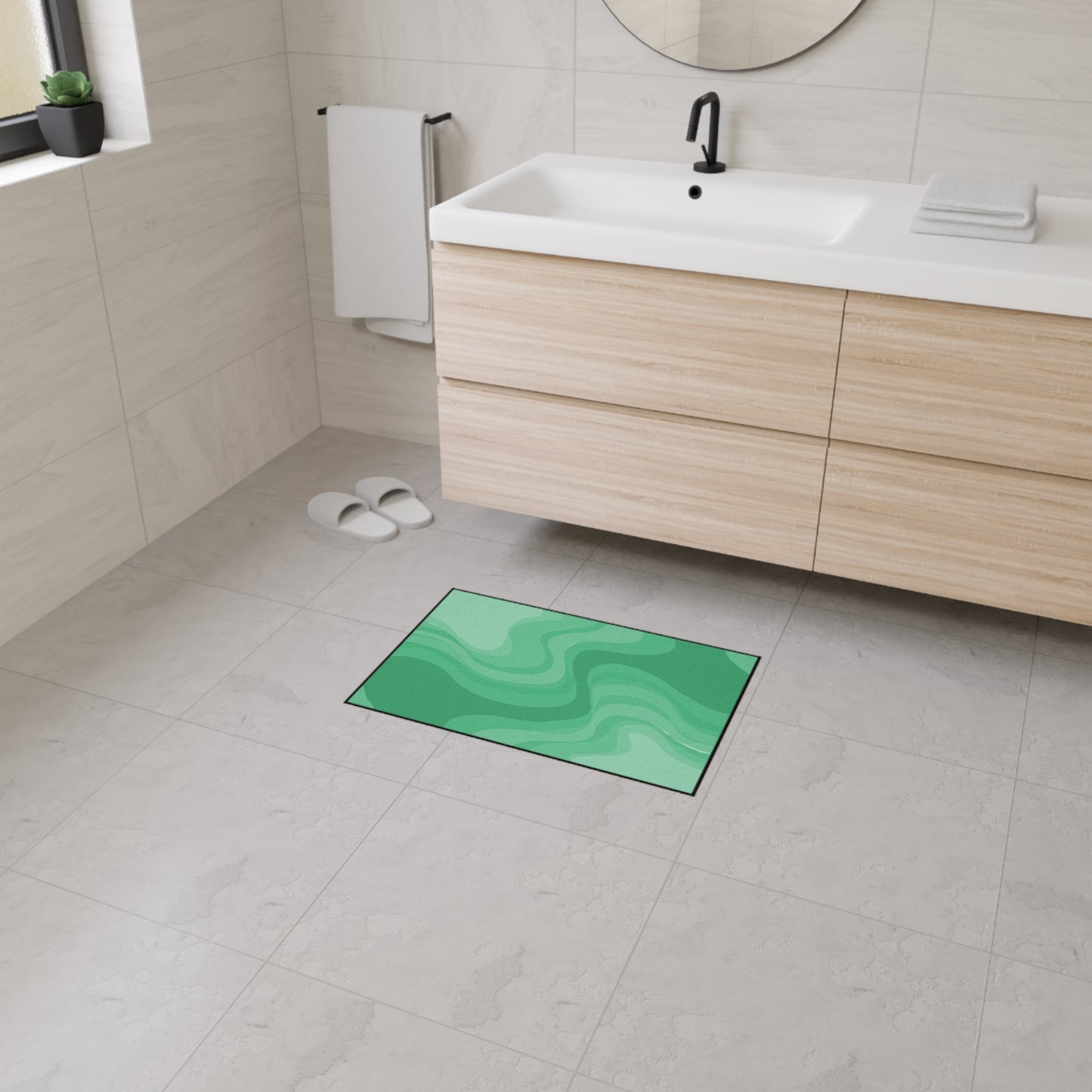 Mint Green Wavey 18" x 27" Heavy Duty Floor Mat