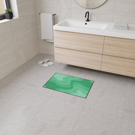 Mint Green Wavey 18" x 27" Heavy Duty Floor Mat