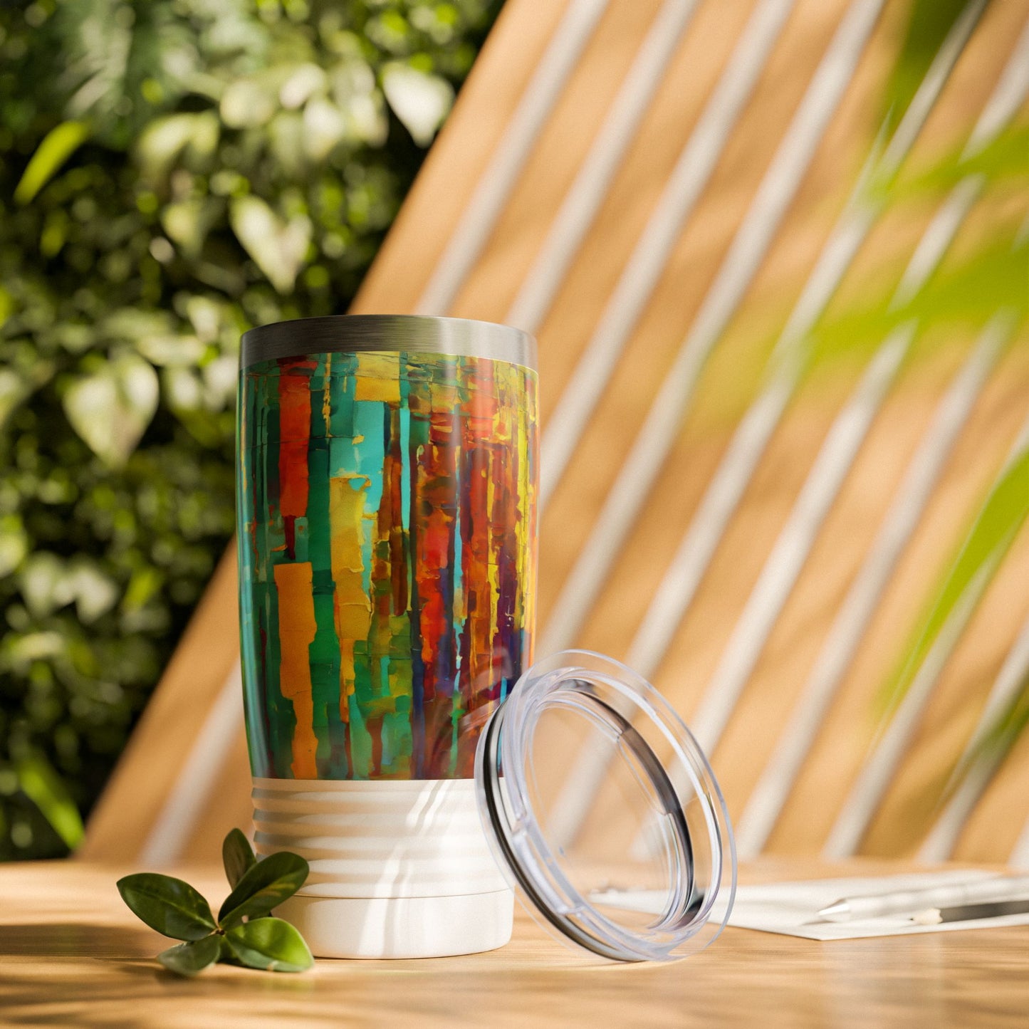 Striped Alpha Ringneck Tumbler, 20oz in white, steel and black