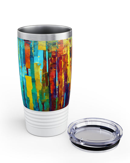 Striped Alpha Ringneck Tumbler, 20oz in white