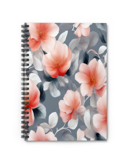 Red Blossom Floral Bunch Spiral Notebook - Ruled Line, 6" x 8", 118 pages