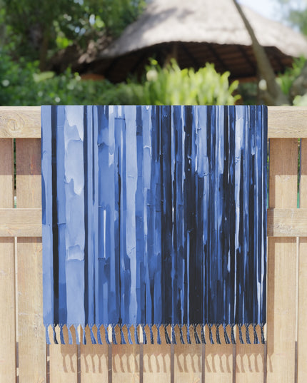 Striped Deep Blue 38" × 81" Boho Beach Cloth