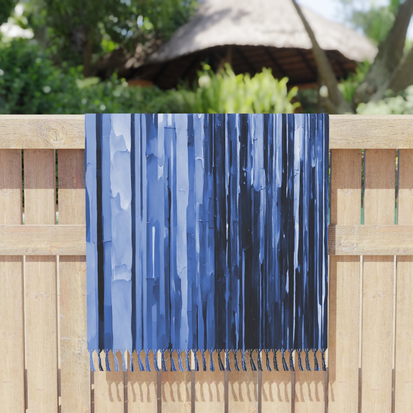 Striped Deep Blue 38" × 81" Boho Beach Cloth