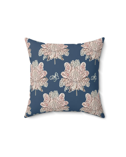 Rose White Floral Butterflies 14" x 14" Faux Suede Square Pillow