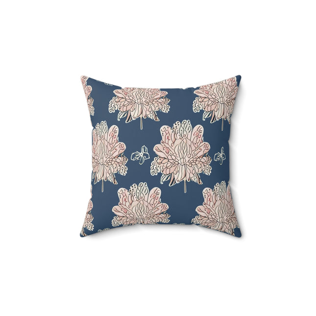 Rose White Floral Butterflies 14" x 14" Faux Suede Square Pillow