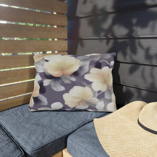 White Blush Floral Bunch Outdoor Pillow, 20" x 14"