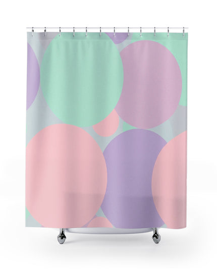 Pastel Peach and Soft Green Patches Shower Curtains, 71" x 74"