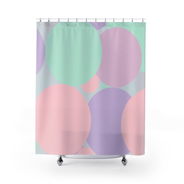 Pastel Peach and Soft Green Patches Shower Curtains, 71" x 74"