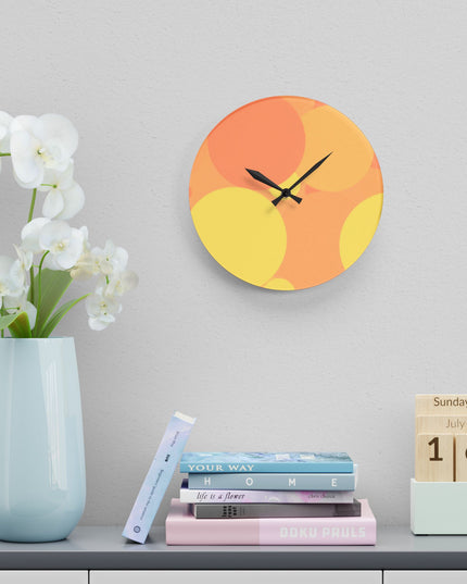 Pastel Bright Oranges Patches Acrylic Wall Clock, Round or Square, 10.75" x 10.75"