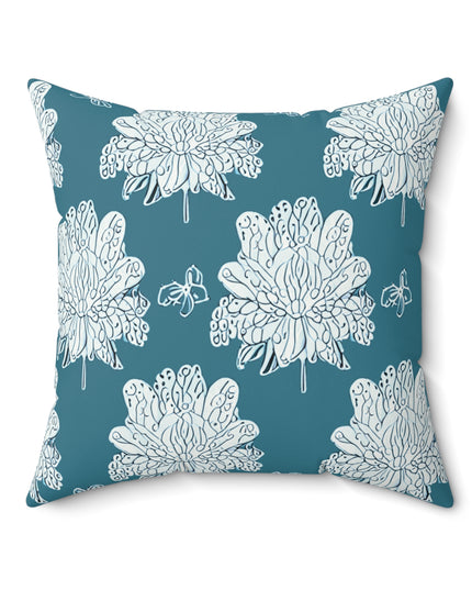 Tif Green White Floral Butterflies 20" x 20" Faux Suede Square Pillow