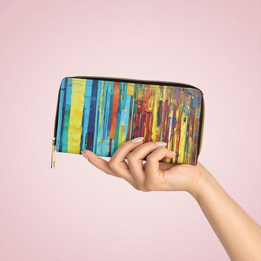 Striped Alpha Elegant Abstract Zipper Wallet - Stylish & Functional Accessory for Everyday Use