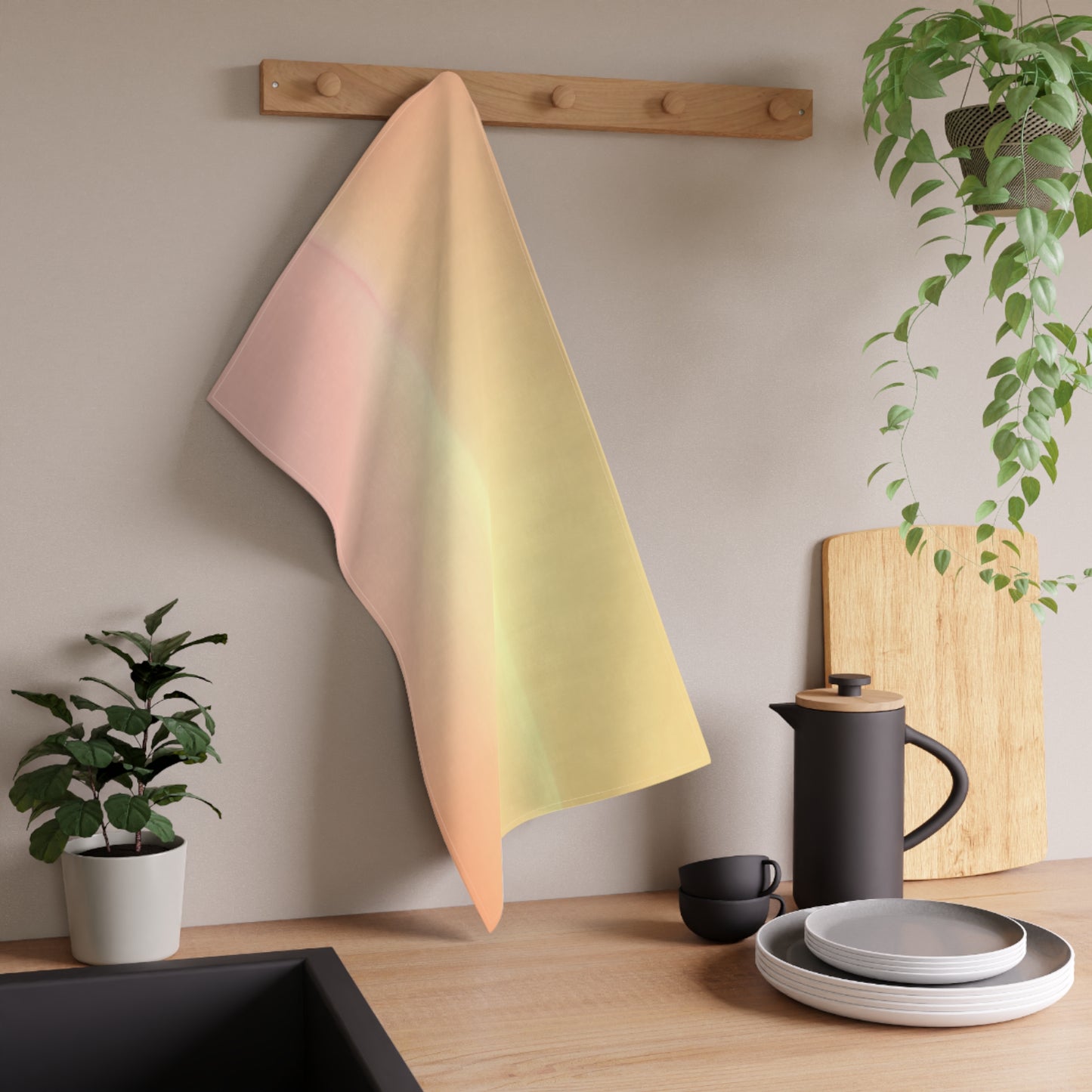 Hot Peach Fade Tea Towels (cotton, poly), 18" x "30