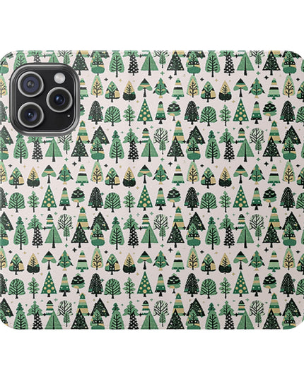 Mini Vintage Green Trees Flip Cases, Iphone 15 Pro Max
