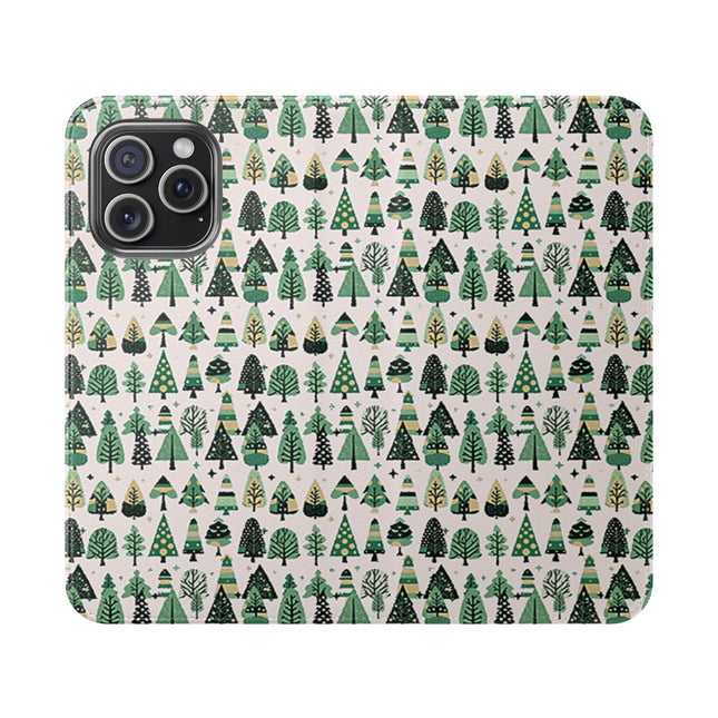 Mini Vintage Green Trees Flip Cases, Iphone 15 Pro Max