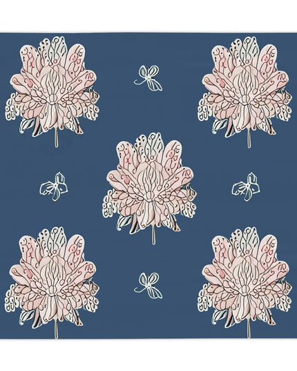 Rose White Floral Butterflies Tablecloth, 55" x 55"