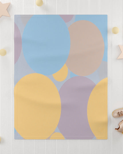 Pastel Baby Blue and Peach Patches Soft Fleece Baby Blanket, 30" x 40"