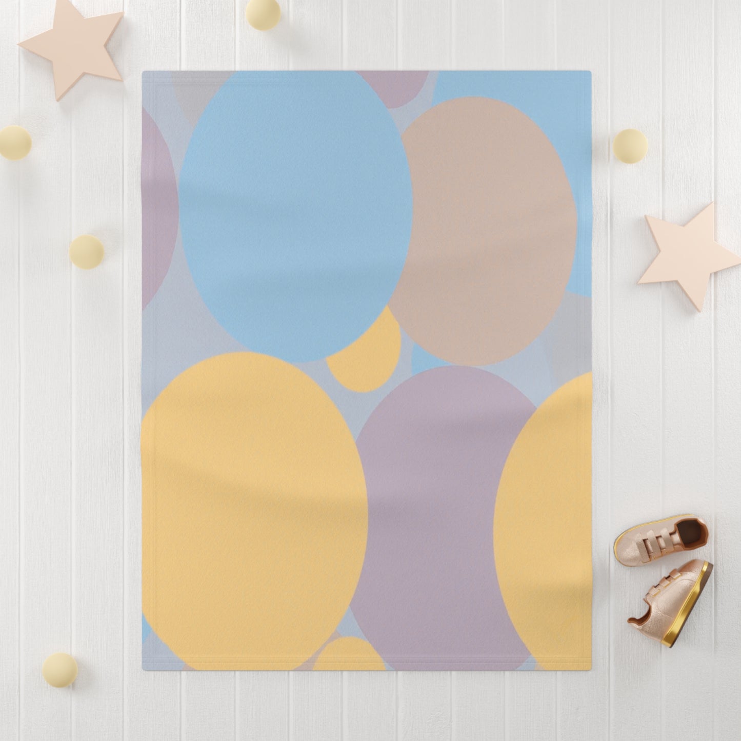 Pastel Baby Blue and Peach Patches Soft Fleece Baby Blanket, 30" x 40"