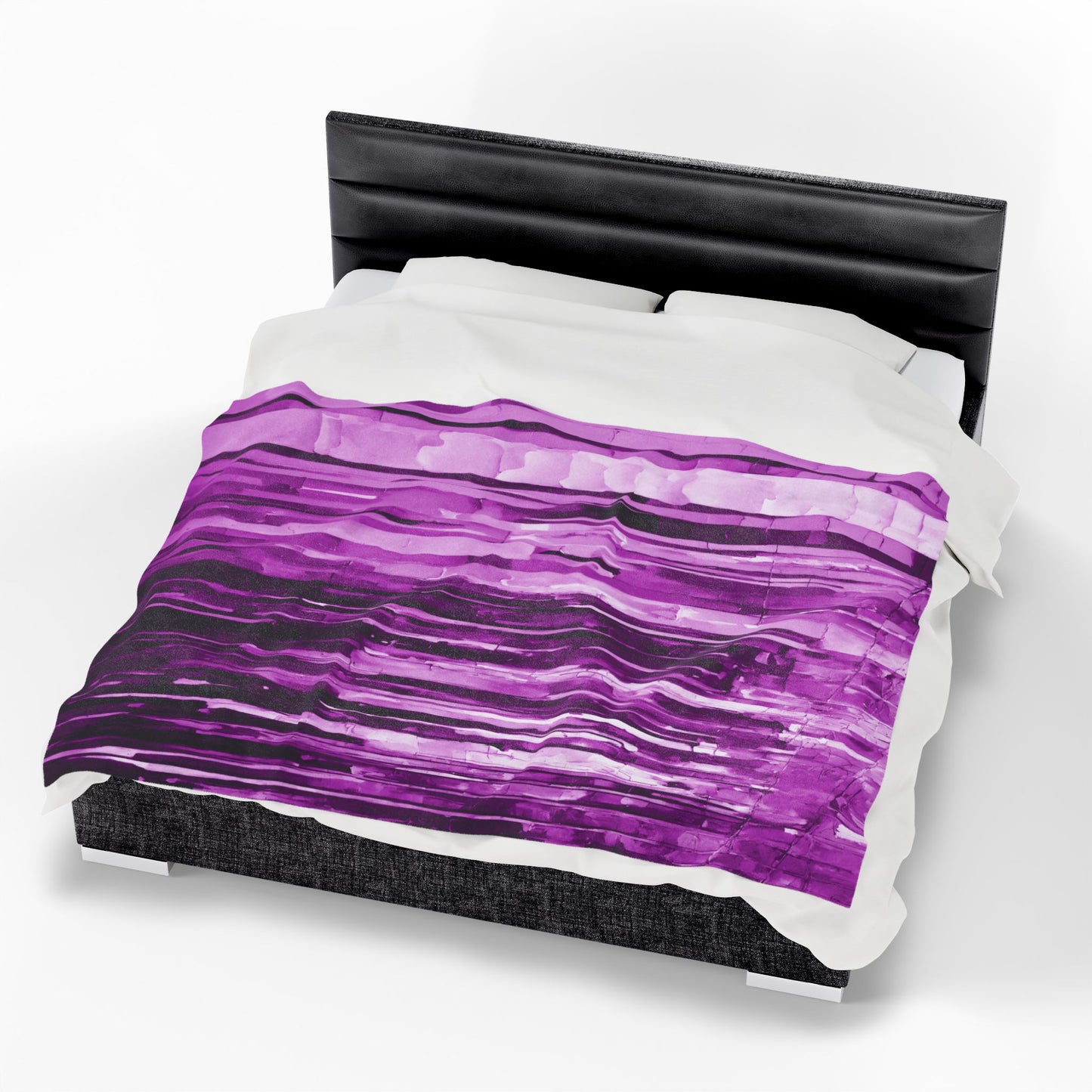 Striped Powder Lavender Velveteen Plush Blanket, 60" x 80"