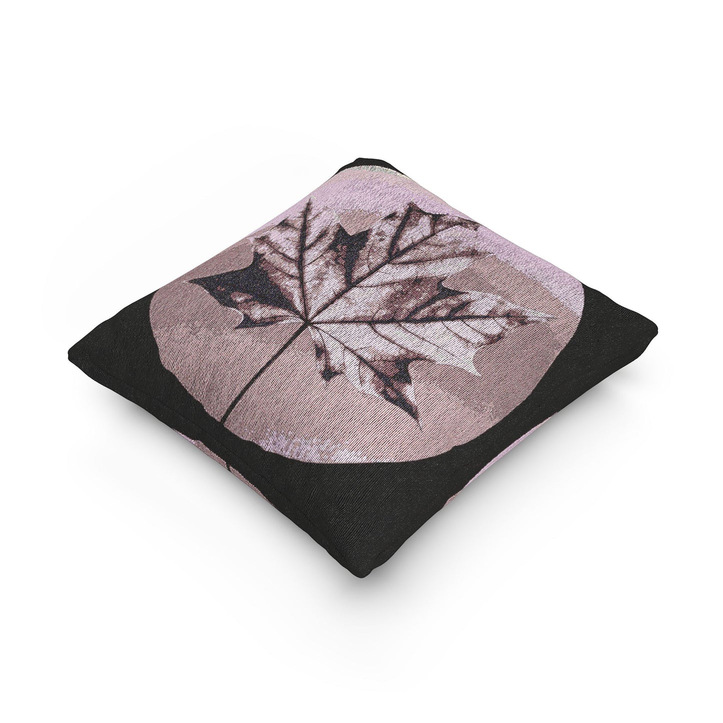 Magenta Maple Leaf Woven Pillow, 17" x 18"