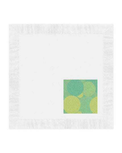 Pastel Green Patches White Coined Napkins, 4.8" x 4.8"