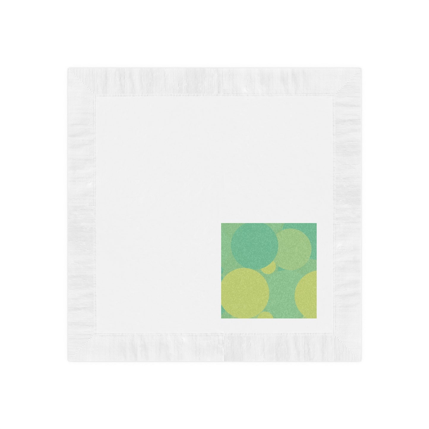 Pastel Green Patches White Coined Napkins, 4.8" x 4.8"