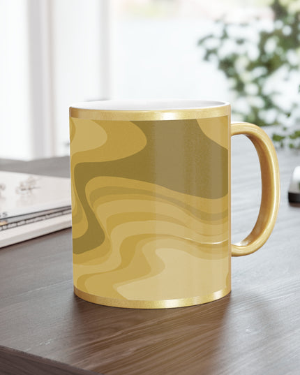 Brown Wavey 11 oz Metallic Mug (Silver\Gold)