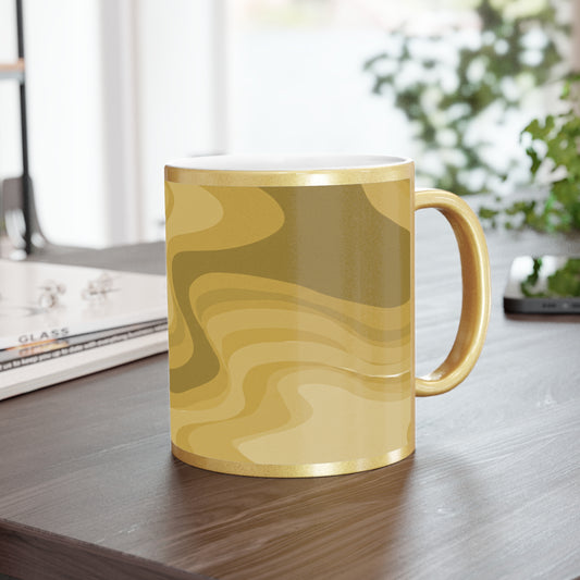 Brown Wavey 11 oz Metallic Mug (Silver\Gold)