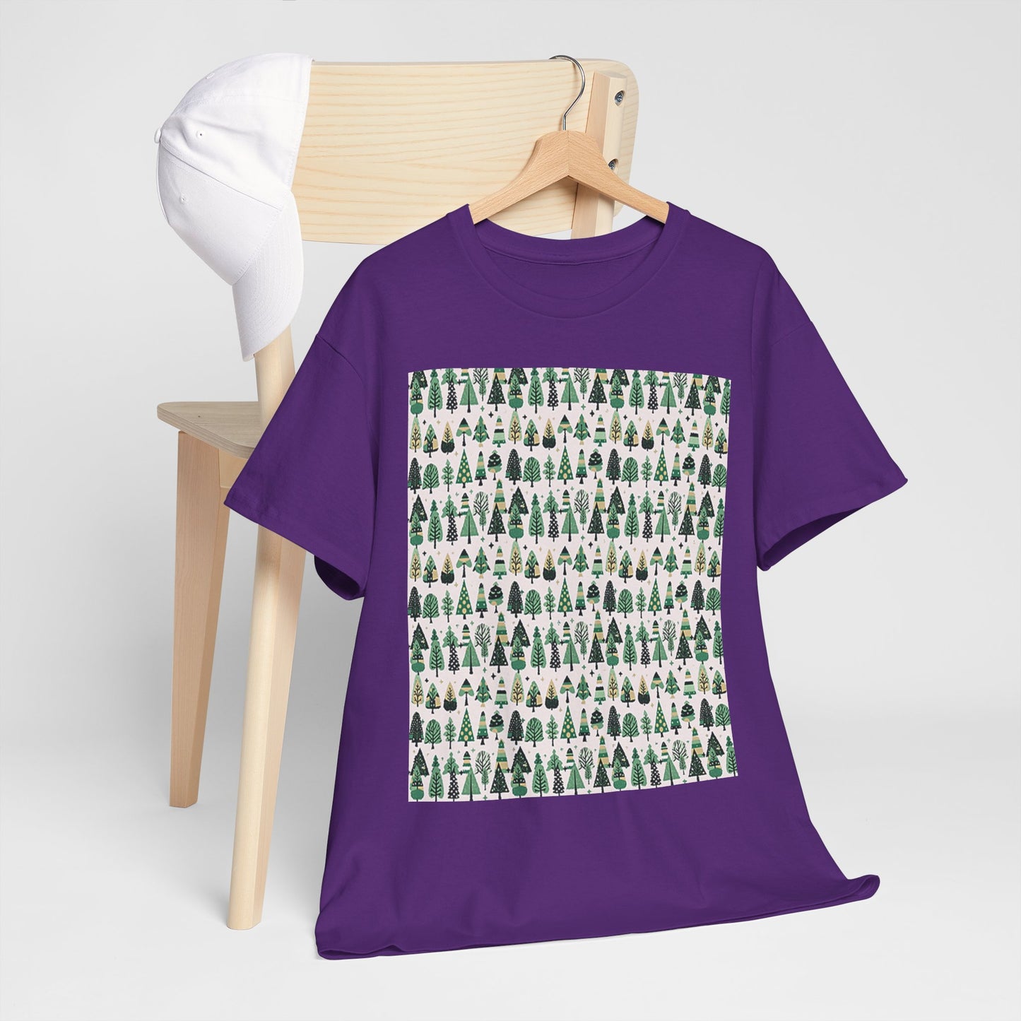 Mini Vintage Green Trees Unisex Heavy Cotton Tee, Small