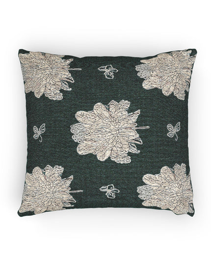 Soft White Floral Butterflies Woven Pillow, 17" x 18"