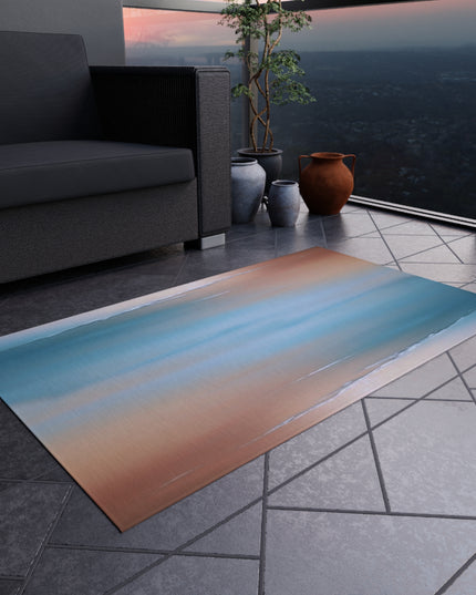 Blue Sea Peach Fog Outdoor Rug, 36" x 60"