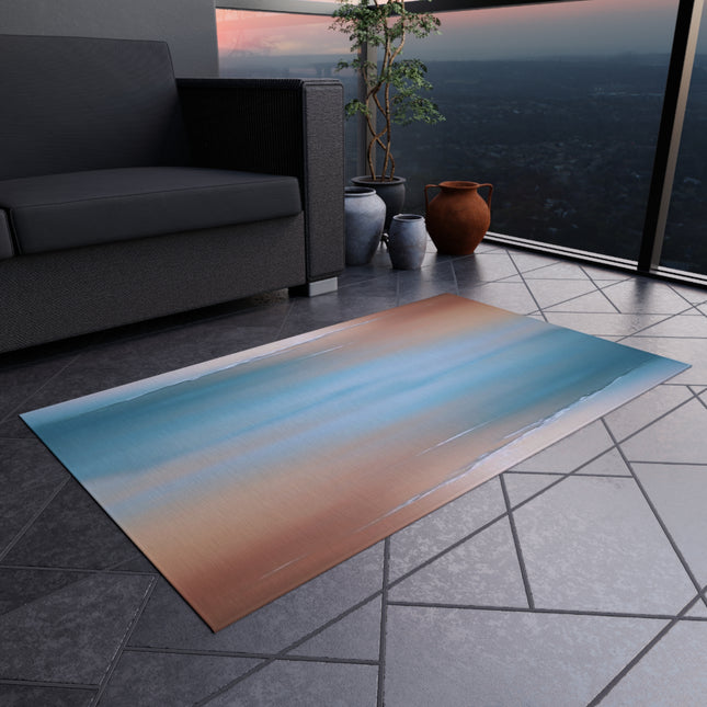 Blue Sea Peach Fog Outdoor Rug, 36" x 60"