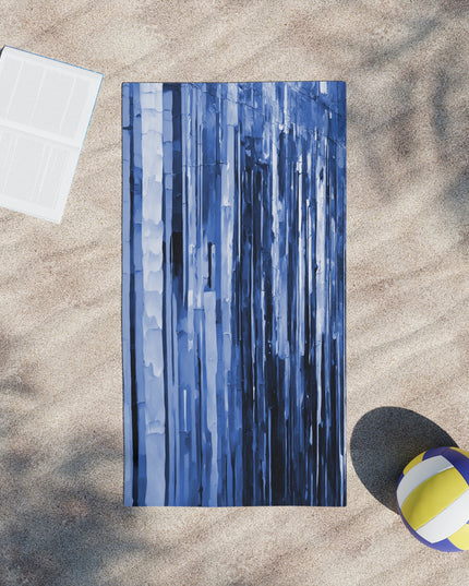 Striped Deep Blue Beach Towel, 24" x 44"