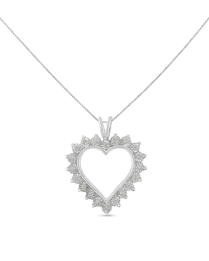 .925 Sterling Silver 1/4 Cttw Miracle Set Diamond Open Heart 18" Pendant Necklace (I-J Color, I3 Clarity)